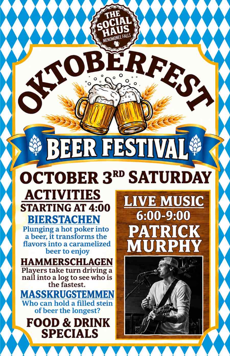 Join us Saturday October 3rd for Oktoberfest at the Social Haus